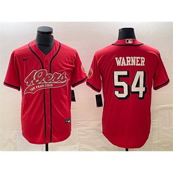 Men's San Francisco 49ers #54 Fred Warner New Red Cool Base Stitched Baseball Jersey Men's San Francisco 49ers #54 Fred Warner New Red Cool Base Stitched Baseball Jersey