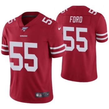 Men's San Francisco 49ers #55 Dee Ford Red 2019 100th season Vapor Untouchable Limited Stitched NFL Jersey Men's San Francisco 49ers #55 Dee Ford Red 2019 100th season Vapor Untouchable Limited Stitched NFL Jersey