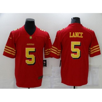 Men's San Francisco 49ers #5 Trey Lance Red Gold Vapor Untouchable Limited Stitched Jersey Men's San Francisco 49ers #5 Trey Lance Red Gold Vapor Untouchable Limited Stitched Jersey