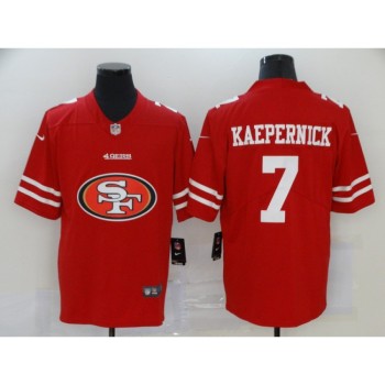 Men's San Francisco 49ers #7 Colin Kaepernick Red 2020 Team Big Logo Limited Stitched Jersey Men's San Francisco 49ers #7 Colin Kaepernick Red 2020 Team Big Logo Limited Stitched Jersey