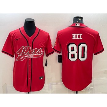 Men's San Francisco 49ers #80 Jerry Rice New Red With Patch Cool Base Stitched Baseball Jersey Men's San Francisco 49ers #80 Jerry Rice New Red With Patch Cool Base Stitched Baseball Jersey