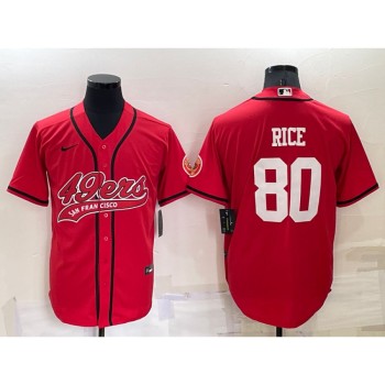 Men's San Francisco 49ers #80 Jerry Rice Red Cool Base Stitched Baseball Jersey Men's San Francisco 49ers #80 Jerry Rice Red Cool Base Stitched Baseball Jersey