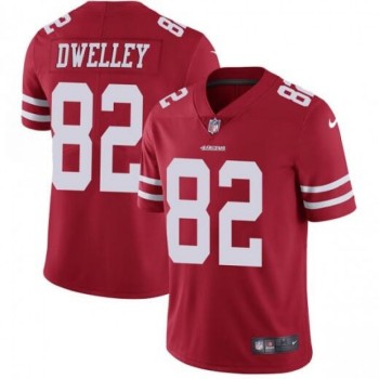Men's San Francisco 49ers #82 Ross Dwelley Red Vapor Untouchable Limited Stitched NFL Jersey Men's San Francisco 49ers #82 Ross Dwelley Red Vapor Untouchable Limited Stitched NFL Jersey