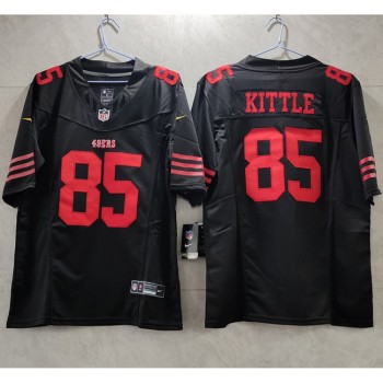 Men's San Francisco 49ers #85 George Kittle Black 2023 F.U.S.E. Vapor Untouchable Limited Stitched Football Jersey Men's San Francisco 49ers #85 George Kittle Black 2023 F.U.S.E. Vapor Untouchable Limited Stitched Football Jersey