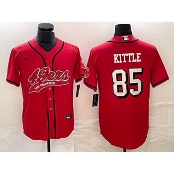 Men's San Francisco 49ers #85 George Kittle New Red Cool Base Stitched Baseball Jersey Men's San Francisco 49ers #85 George Kittle New Red Cool Base Stitched Baseball Jersey