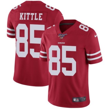 Men's San Francisco 49ers #85 George Kittle Red 2019 100th season Vapor Untouchable Limited Stitched NFL Jersey Men's San Francisco 49ers #85 George Kittle Red 2019 100th season Vapor Untouchable Limited Stitched NFL Jersey