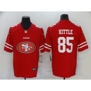 Men's San Francisco 49ers #85 George Kittle Red 2020 Team Big Logo Limited Stitched Jersey Men's San Francisco 49ers #85 George Kittle Red 2020 Team Big Logo Limited Stitched Jersey