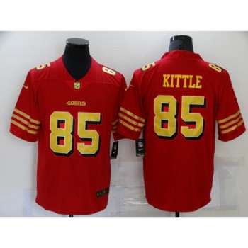 Men's San Francisco 49ers #85 George Kittle Red Gold Vapor Untouchable Limited Stitched Jersey Men's San Francisco 49ers #85 George Kittle Red Gold Vapor Untouchable Limited Stitched Jersey