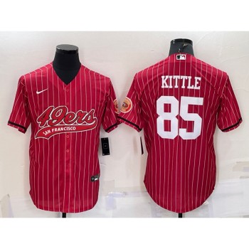 Men's San Francisco 49ers #85 George Kittle Red With Patch Cool Base Stitched Baseball Jersey Men's San Francisco 49ers #85 George Kittle Red With Patch Cool Base Stitched Baseball Jersey