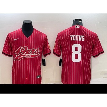 Men's San Francisco 49ers #8 Steve Young Red With Patch Cool Base Stitched Baseball Jersey Men's San Francisco 49ers #8 Steve Young Red With Patch Cool Base Stitched Baseball Jersey