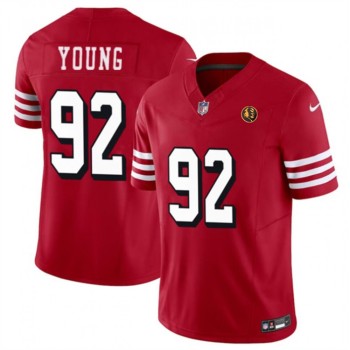 Men's San Francisco 49ers #92 Chase Young New Red 2023 F.U.S.E. With John Madden Patch Vapor Limited Stitched Football Jersey Men's San Francisco 49ers #92 Chase Young New Red 2023 F.U.S.E. With John Madden Patch Vapor Limited Stitched Football Jersey