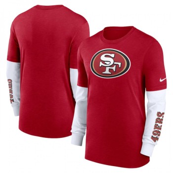 Men's San Francisco 49ers Heather Scarlet Slub Fashion Long Sleeve T-Shirt Men's San Francisco 49ers Heather Scarlet Slub Fashion Long Sleeve T-Shirt