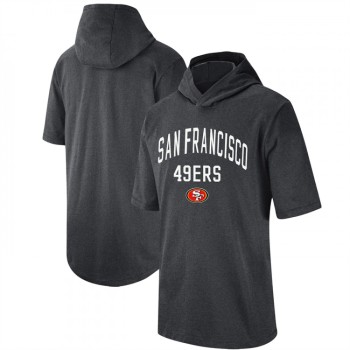 Men's San Francisco 49ers Heathered Charcoal Sideline Training Hoodie Performance T-Shirt