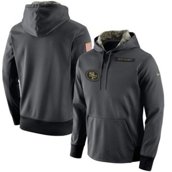 Men's San Francisco 49ers Anthracite Salute to Service Player Performance Hoodie Men's San Francisco 49ers Anthracite Salute to Service Player Performance Hoodie