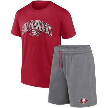 Men's San Francisco 49ers Red/Heather Gray Arch T-Shirt & Shorts Combo Set Men's San Francisco 49ers Red/Heather Gray Arch T-Shirt & Shorts Combo Set