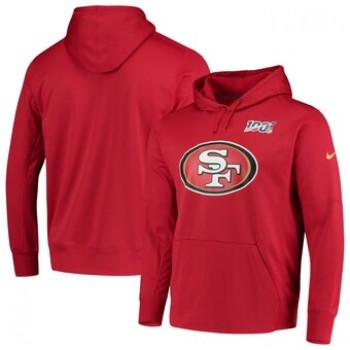 Men's San Francisco 49ers Scarlet 100th Season Primary Logo Circuit Performance Pullover Hoodie