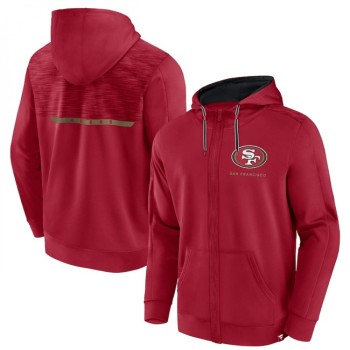 Men's San Francisco 49ers Scarlet Defender Evo Full-Zip Hoodie Men's San Francisco 49ers Scarlet Defender Evo Full-Zip Hoodie