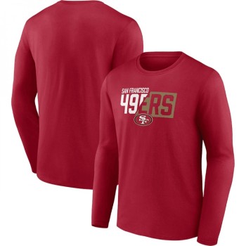 Men's San Francisco 49ers Scarlet One Two Long Sleeve T-Shirt Men's San Francisco 49ers Scarlet One Two Long Sleeve T-Shirt