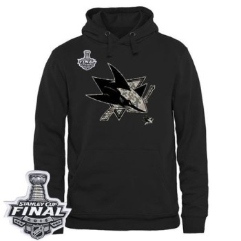 Men's San Jose Sharks Black Rink Warrior Pullover 2016 Stanley Cup Final Patch Hoodie Men's San Jose Sharks Black Rink Warrior Pullover 2016 Stanley Cup Final Patch Hoodie