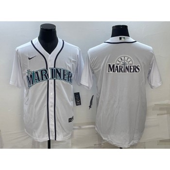 Men's Seattle Mariners White Team Big Logo Cool Base Stitched jersey