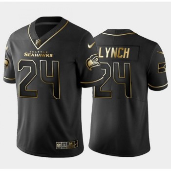 Men's Seattle Seahawks #24 Marshawn Lynch Black Golden Edition Limited Stitched Jersey Men's Seattle Seahawks #24 Marshawn Lynch Black Golden Edition Limited Stitched Jersey