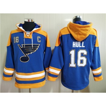 Men's St. Louis Blues #16 Brett Hull Blue Ageless Must-Have Lace-Up Pullover Hoodie Men's St. Louis Blues #16 Brett Hull Blue Ageless Must-Have Lace-Up Pullover Hoodie