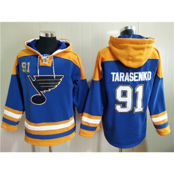 Men's St. Louis Blues #91 Vladimir Tarasenko Blue Ageless Must-Have Lace-Up Pullover Hoodie Men's St. Louis Blues #91 Vladimir Tarasenko Blue Ageless Must-Have Lace-Up Pullover Hoodie