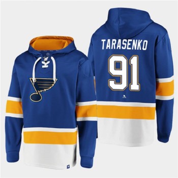 Men's St. Louis Blues #91 Vladimir Tarasenko Blue Ageless Must-Have Lace-Up Pullover Hoodie Men's St. Louis Blues #91 Vladimir Tarasenko Blue Ageless Must-Have Lace-Up Pullover Hoodie