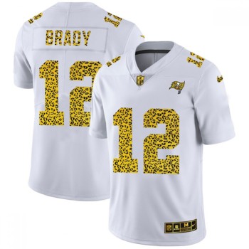 Men's Tampa Bay Buccaneers #12 Tom Brady 2020 White Leopard Print Fashion Limited Stitched Jersey Men's Tampa Bay Buccaneers #12 Tom Brady 2020 White Leopard Print Fashion Limited Stitched Jersey