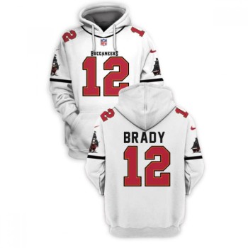 Men's Tampa Bay Buccaneers #12 Tom Brady 2021 White Pullover Hoodie Men's Tampa Bay Buccaneers #12 Tom Brady 2021 White Pullover Hoodie