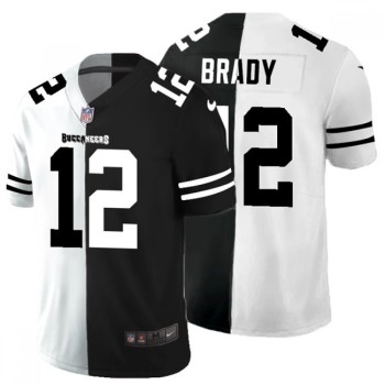 Men's Tampa Bay Buccaneers #12 Tom Brady Black & White Split Limited Stitched Jersey Men's Tampa Bay Buccaneers #12 Tom Brady Black & White Split Limited Stitched Jersey