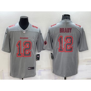 Men's Tampa Bay Buccaneers #12 Tom Brady Grey With Patch Atmosphere Fashion Stitched Jersey