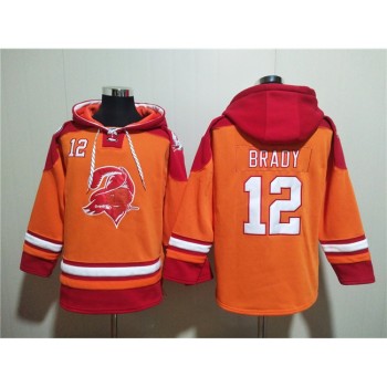 Men's Tampa Bay Buccaneers #12 Tom Brady Orange/Red Ageless Must-Have Lace-Up Pullover Hoodie Men's Tampa Bay Buccaneers #12 Tom Brady Orange/Red Ageless Must-Have Lace-Up Pullover Hoodie