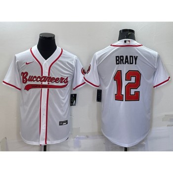 Men's Tampa Bay Buccaneers #12 Tom Brady White Cool Base Stitched Baseball Jersey Men's Tampa Bay Buccaneers #12 Tom Brady White Cool Base Stitched Baseball Jersey