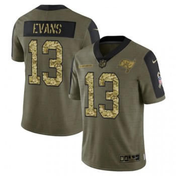 Men's Tampa Bay Buccaneers #13 Mike Evans 2021 Olive Camo Salute To Service Limited Stitched Jersey Men's Tampa Bay Buccaneers #13 Mike Evans 2021 Olive Camo Salute To Service Limited Stitched Jersey