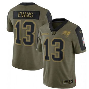 Men's Tampa Bay Buccaneers #13 Mike Evans 2021 Olive Salute To Service Limited Stitched Jersey Men's Tampa Bay Buccaneers #13 Mike Evans 2021 Olive Salute To Service Limited Stitched Jersey