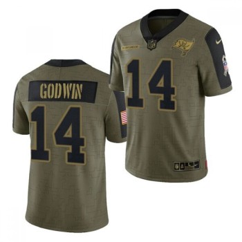 Men's Tampa Bay Buccaneers #14 Chris Godwin 2021 Olive Salute To Service Limited Stitched Jersey Men's Tampa Bay Buccaneers #14 Chris Godwin 2021 Olive Salute To Service Limited Stitched Jersey