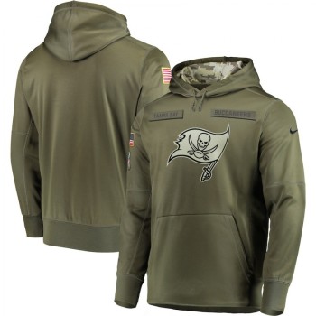 Men's Tampa Bay Buccaneers 2018 Olive Salute to Service Sideline Therma Performance Pullover Stitched NFL Hoodie Men's Tampa Bay Buccaneers 2018 Olive Salute to Service Sideline Therma Performance Pullover Stitched NFL Hoodie