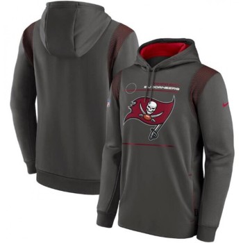 Men's Tampa Bay Buccaneers 2021 Pewter Sideline Logo Performance Pullover Hoodie Men's Tampa Bay Buccaneers 2021 Pewter Sideline Logo Performance Pullover Hoodie