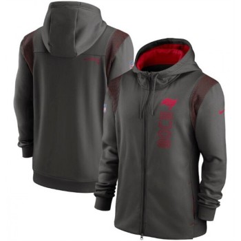 Men's Tampa Bay Buccaneers 2021 Pewter Sideline Team Performance Full-Zip Hoodie Men's Tampa Bay Buccaneers 2021 Pewter Sideline Team Performance Full-Zip Hoodie