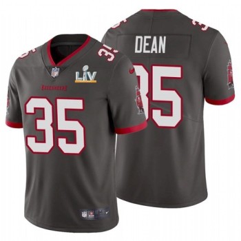Men's Tampa Bay Buccaneers #35 Jamel Dean Grey 2021 Super Bowl LV Limited Stitched Jersey Men's Tampa Bay Buccaneers #35 Jamel Dean Grey 2021 Super Bowl LV Limited Stitched Jersey