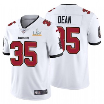 Men's Tampa Bay Buccaneers #35 Jamel Dean White 2021 Super Bowl LV Limited Stitched Jersey Men's Tampa Bay Buccaneers #35 Jamel Dean White 2021 Super Bowl LV Limited Stitched Jersey