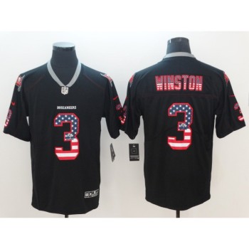Men's Tampa Bay Buccaneers #3 Jameis Winston Black 2018 USA Flag Fashion Color Rush NFL Limited Jersey Men's Tampa Bay Buccaneers #3 Jameis Winston Black 2018 USA Flag Fashion Color Rush NFL Limited Jersey