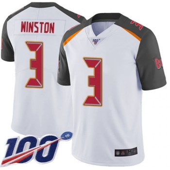 Men's Tampa Bay Buccaneers #3 Jameis Winston White 2019 100th Season Vapor Untouchable Limited Stitched NFL Jersey
