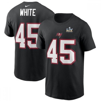 Men's Tampa Bay Buccaneers #45 Devin White Black Super Bowl LV NFL T-Shirt Men's Tampa Bay Buccaneers #45 Devin White Black Super Bowl LV NFL T-Shirt