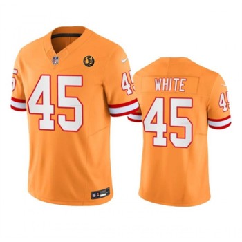 Men's Tampa Bay Buccaneers #45 Devin White Orange 2023 F.U.S.E. Throwback With John Madden Patch Vapor Limited Stitched Football Jersey