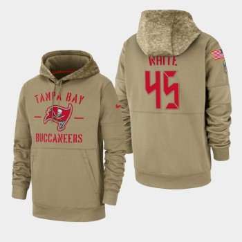 Men's Tampa Bay Buccaneers #45 Devin White Tan 2019 Salute to Service Sideline Therma Pullover Hoodie Men's Tampa Bay Buccaneers #45 Devin White Tan 2019 Salute to Service Sideline Therma Pullover Hoodie