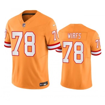 Men's Tampa Bay Buccaneers #78 Tristan Wirfs Orange 2023 F.U.S.E. Throwback Limited Stitched Jersey Men's Tampa Bay Buccaneers #78 Tristan Wirfs Orange 2023 F.U.S.E. Throwback Limited Stitched Jersey