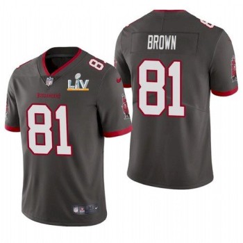 Men's Tampa Bay Buccaneers #81 Antonio Brown Grey 2021 Super Bowl LV Limited Stitched Jersey Men's Tampa Bay Buccaneers #81 Antonio Brown Grey 2021 Super Bowl LV Limited Stitched Jersey