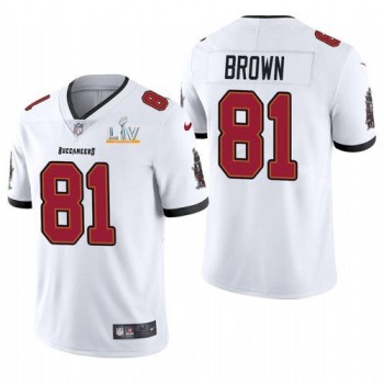 Men's Tampa Bay Buccaneers #81 Antonio Brown White 2021 Super Bowl LV Limited Stitched Jersey Men's Tampa Bay Buccaneers #81 Antonio Brown White 2021 Super Bowl LV Limited Stitched Jersey